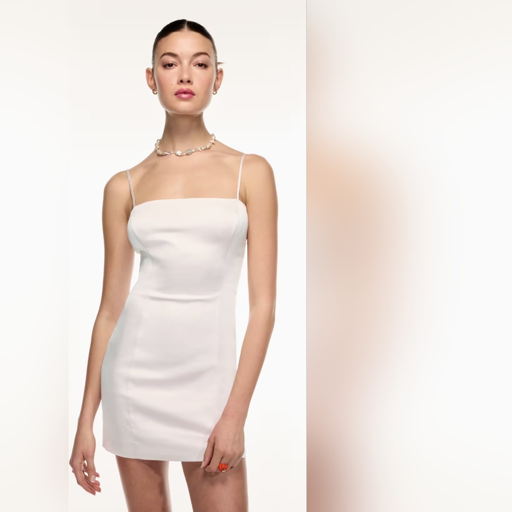Aritzia Sunday Best Satin Cream Mini Dress Size 8
